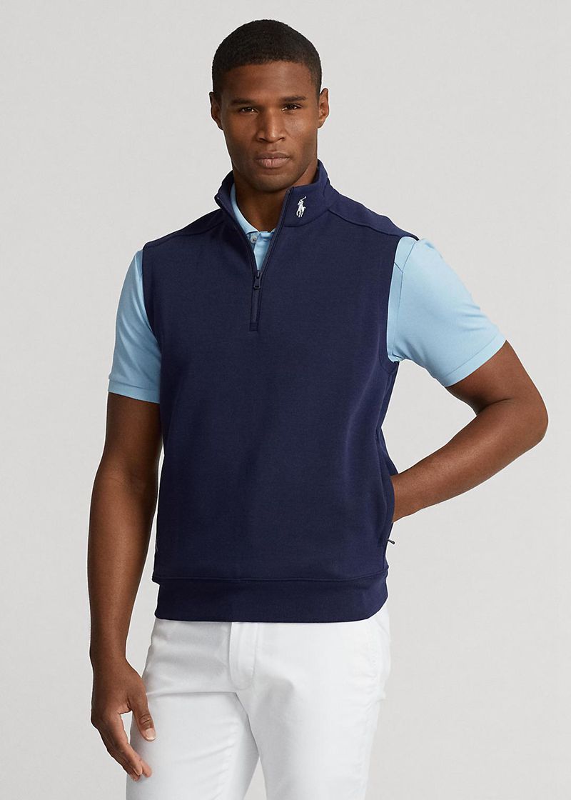 RLX ゴルフ ジャケット メンズ ネイビー ダブルニット Quarter-zip Waistコート WGAUD0513
